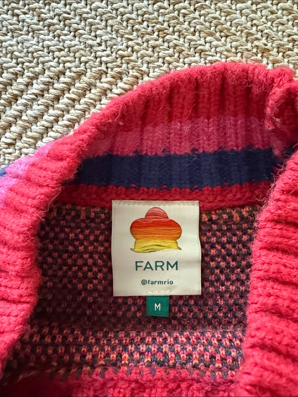 Farm Rio Medium Vibrant Heart-Pattern Crewneck Sweater - Pink Multi - Picture 2 of 5